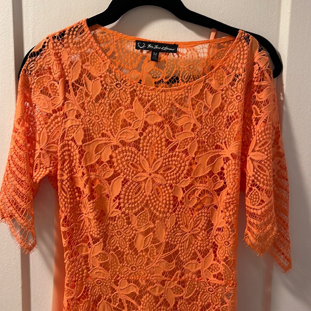 NWOT RARE For Love & Lemons Orange Lace Dress - slip included! - Picture 5 of 16